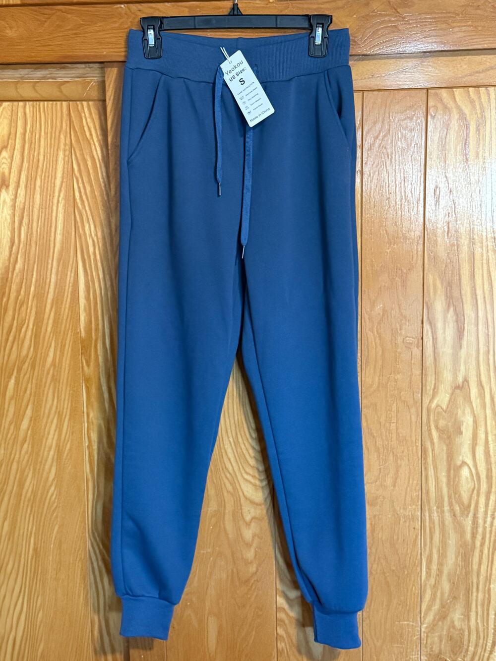 Yeokou Steel Blue Fleece Lined Sherpa Joggers Sweatpants - S
